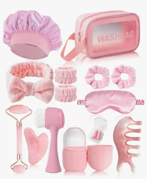 3/5/8/14pcs/Set Facial Beauty Massage & Cleansing Tool Kit, Includes Gua Sha, Massage Roller, Ice Globes, Face Brushes, Head