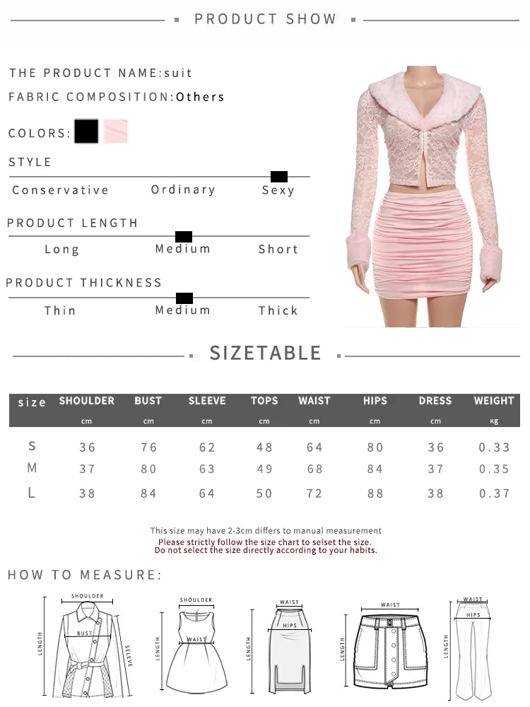 Weird Puss Furry Jacquard Patchwork 2-Piece Set Women Hook Buckle Crop Top+Stretch Ruched Peach Hip Skirt Sexy Skinny Outfits