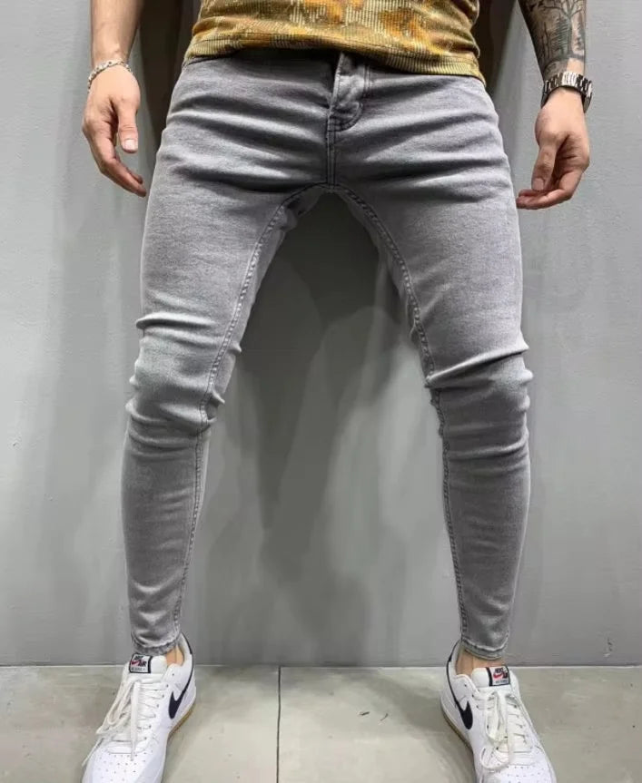 Denim Jeans Casual Skinny Pants Stretch Denim Trousers Male Slim Fit Straight Pants Fashion Jeans Soild Pencil Pants Man Clothing, men's jeans
