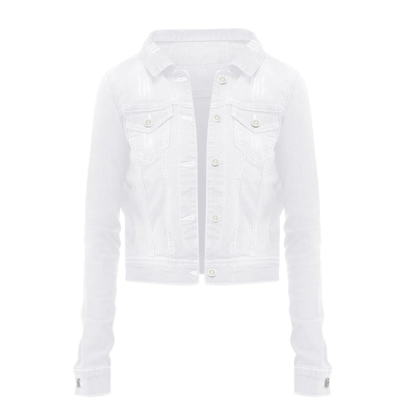 Washed Denim Coats Button Up Jean Jacket For Women Autumn Button Down Denim Jackets Lady Basic Long Sleeve Outwear куртка