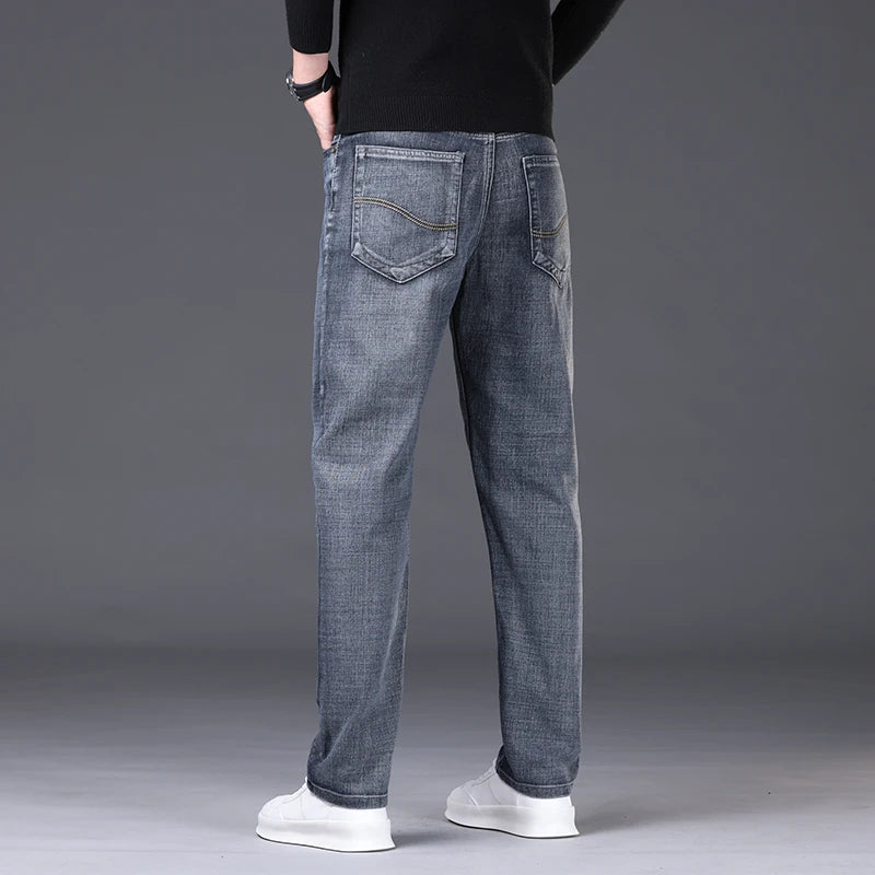 2024 Spring/Summer Men's Comfortable and Versatile Breathable Slim fit denim pants in three colors: straight leg thin pants