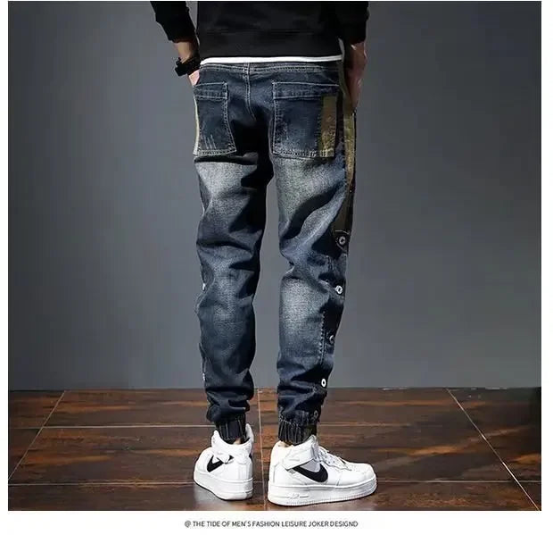 Denim Jeans Harem Pants Fashion Pockets Desinger Loose Baggy Moto Jeans Men Stretch Retro Streetwear Relaxed men clothing pants