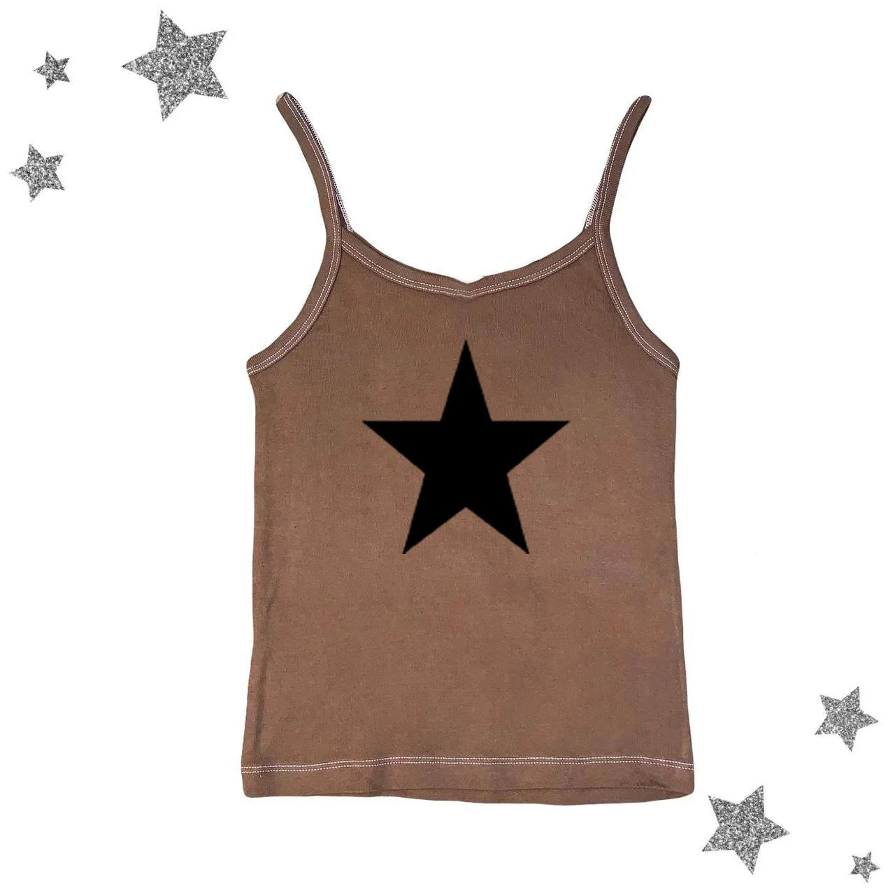 Gothic Star Print Streetwear Vintage Harajuku Punk Grunge Crop Top Casual Women's T-Shirt E-girl Baby Tee Slim Y2k Clothes
