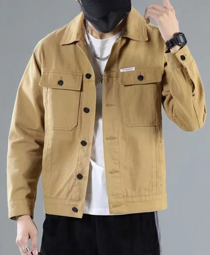 Button Black Denim Jackets Man Autumn Coat for Men Khaki Rock on Board Clothing Winter 2024 Designer Aesthetic Large Size