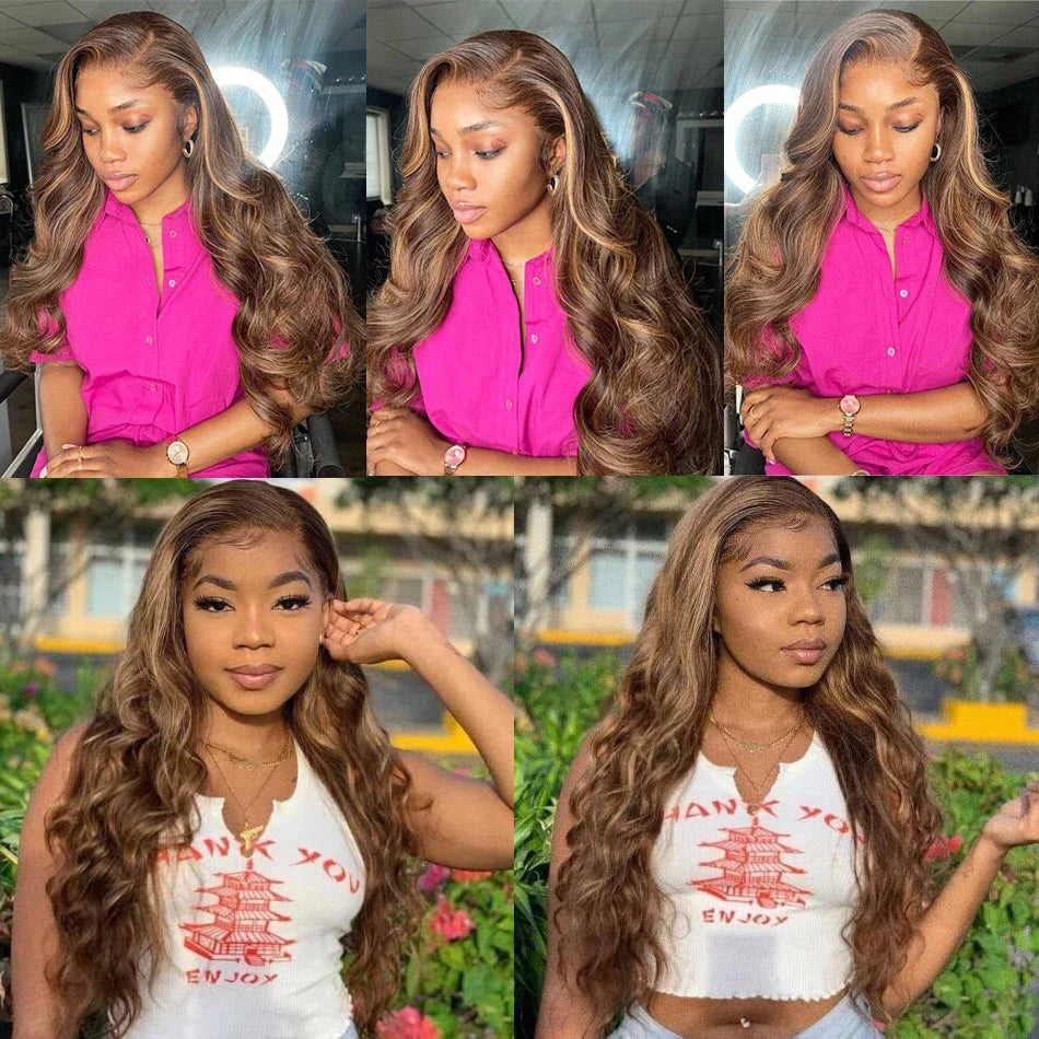Body wave 4/27 Honey Blonde 30 inch lace front wig human hair hd lace frontal wig 13x6 wig humain hair for Women sale clearance