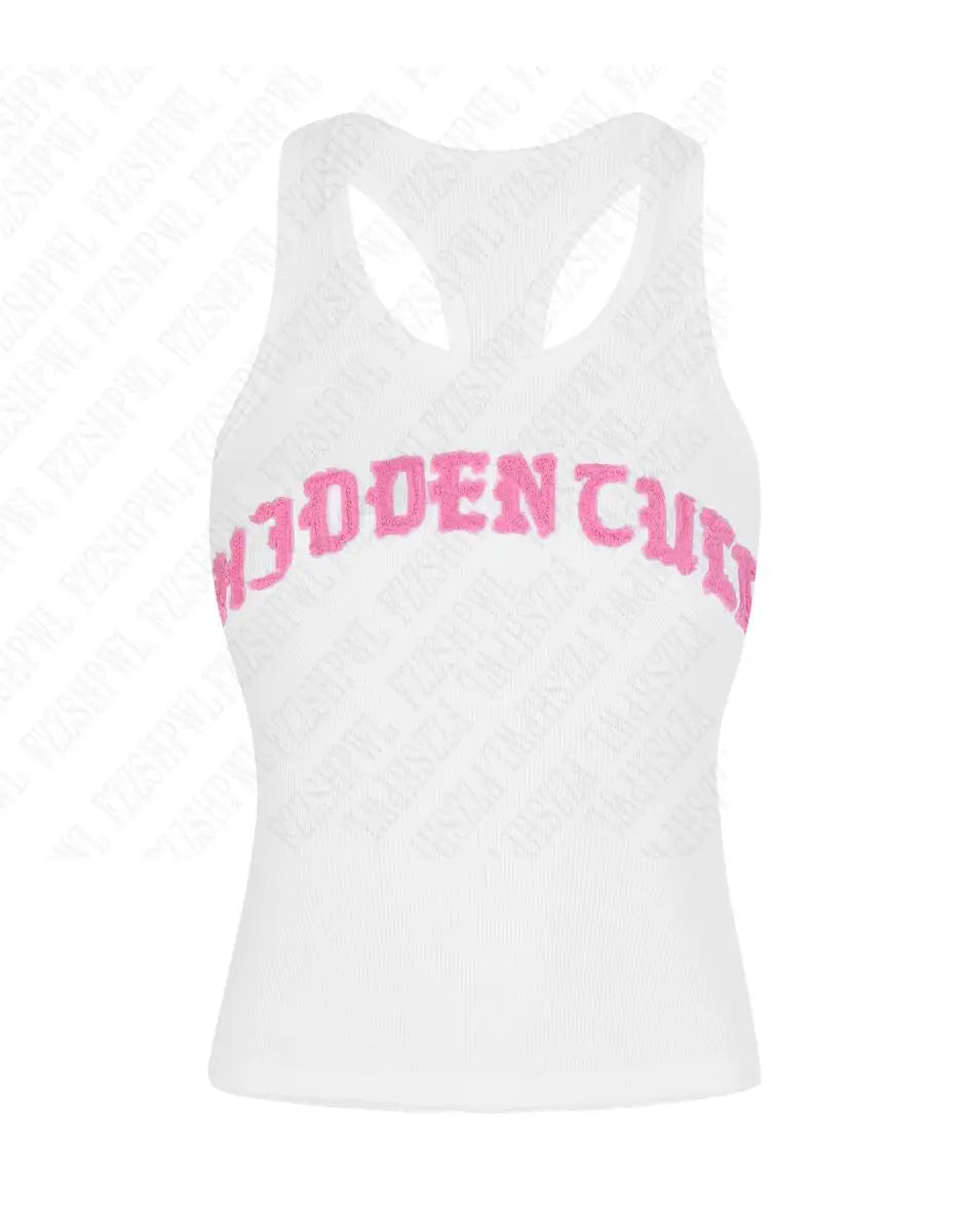 Y2k style cute Women's Sleeveless baby Tank Tops 2000s Punk Print Short Vest Tee Cool Street Fashion Gothic Women Clothing Emo