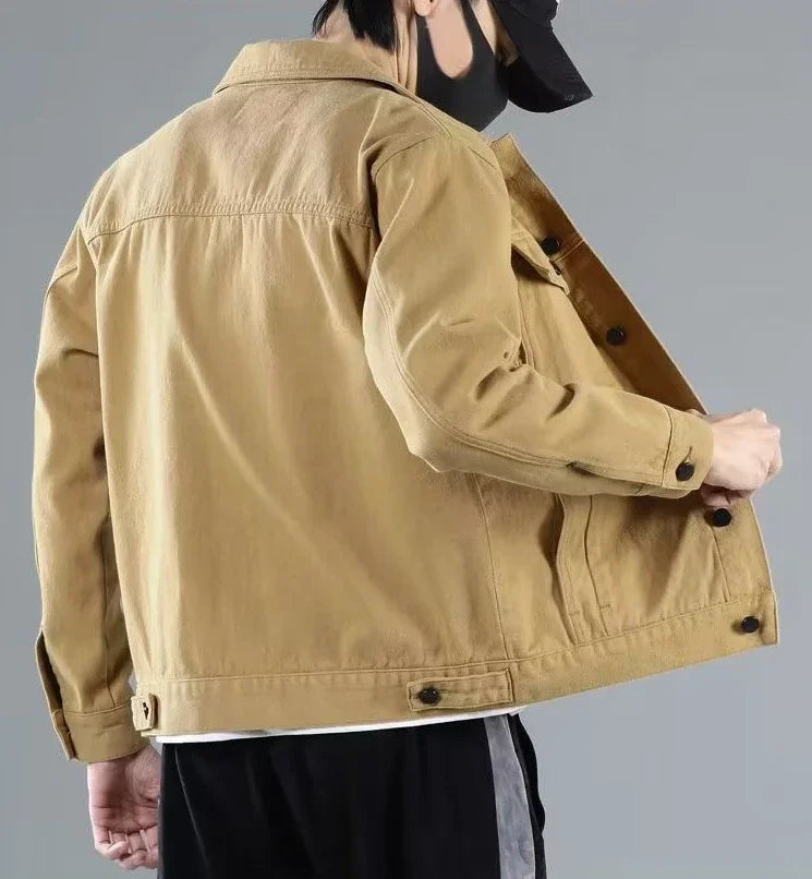 Button Black Denim Jackets Man Autumn Coat for Men Khaki Rock on Board Clothing Winter 2024 Designer Aesthetic Large Size