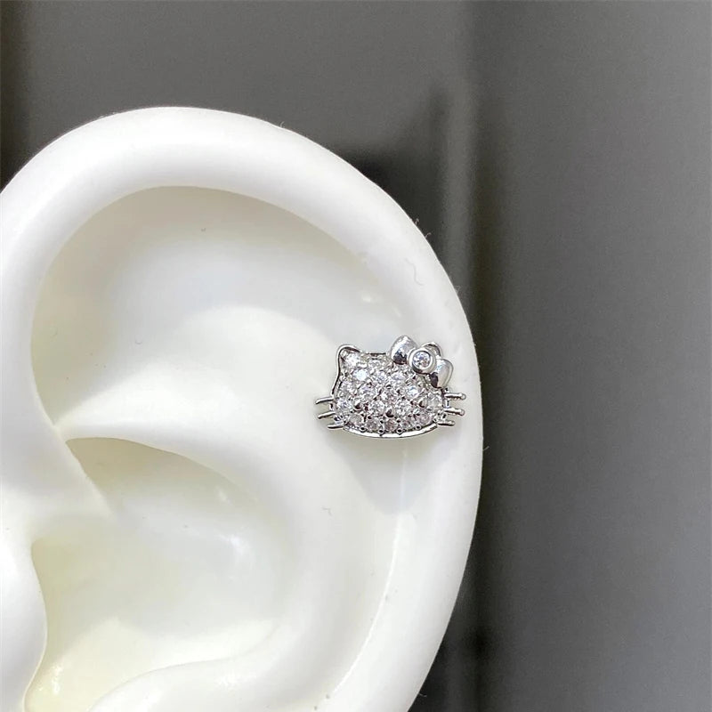 1PCS 1.2mm Bowknot Ring Stainless Steel Ear Bone Nail Shiny Screws Earrings Y2K Hottie Cochlea Piercing Body Jewelry