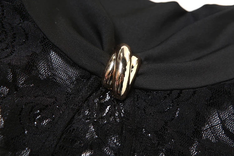 Weird Puss Sexy Solid Dress Women 2025 Summer Sleeveless Lace High Stretch Midnight club Asymmetrical Graphics Metal Knot Slit