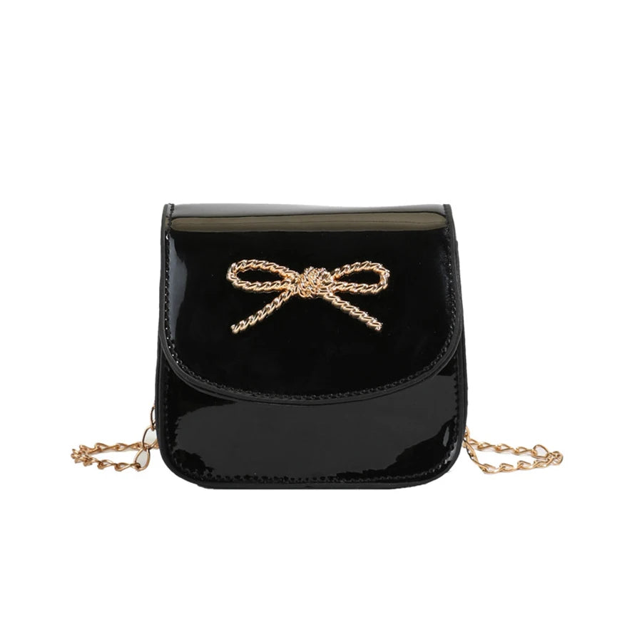 New Shiny Laser Small Square Bag with Bowknot | Mini Crossbody Bag with High-End Aesthetic | Stylish Commuter Crossbody Bag