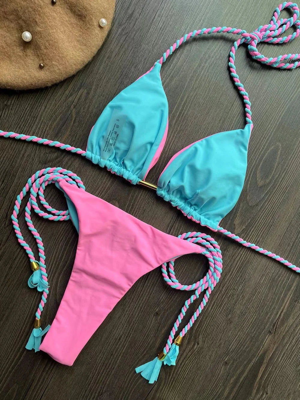 2025 New Sexy Beach Women's Swimsuit Braiding rope Bikinis Set Two-piece Triangle Swimwear Bathing Suit Brazilian Biquinis
