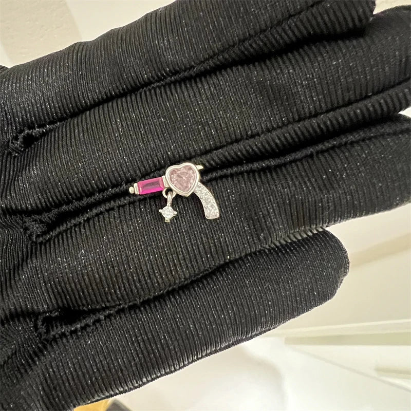 1PCS Cute Pink Zircon 316L Stainless Steel Ear Bone Nail New Fashion Y2K Punk Small Earring for Women Cochlea Jewelry Party Gift