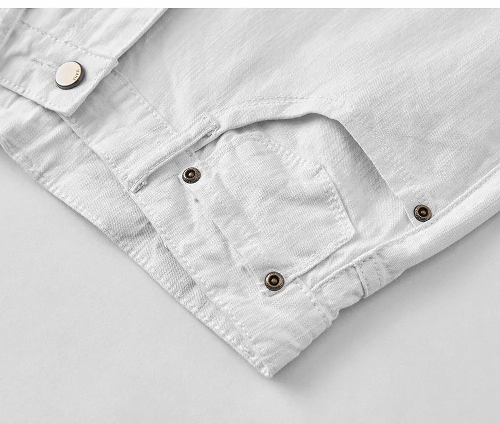 Denim White Jeans Elasticity Straight Slim Fit Casual Soft Business Classic Brand Trousers Fashion Advanced Stretch Denim Pants men