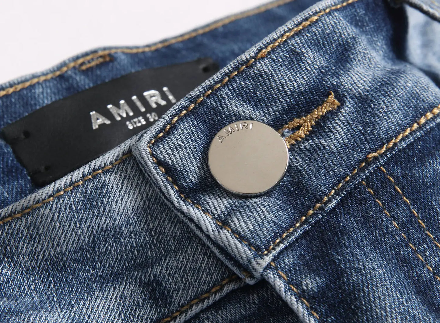 Current AM Brand Embroidered Distressed Patch High Street Youth Men's Slim Fit Skinny Pants