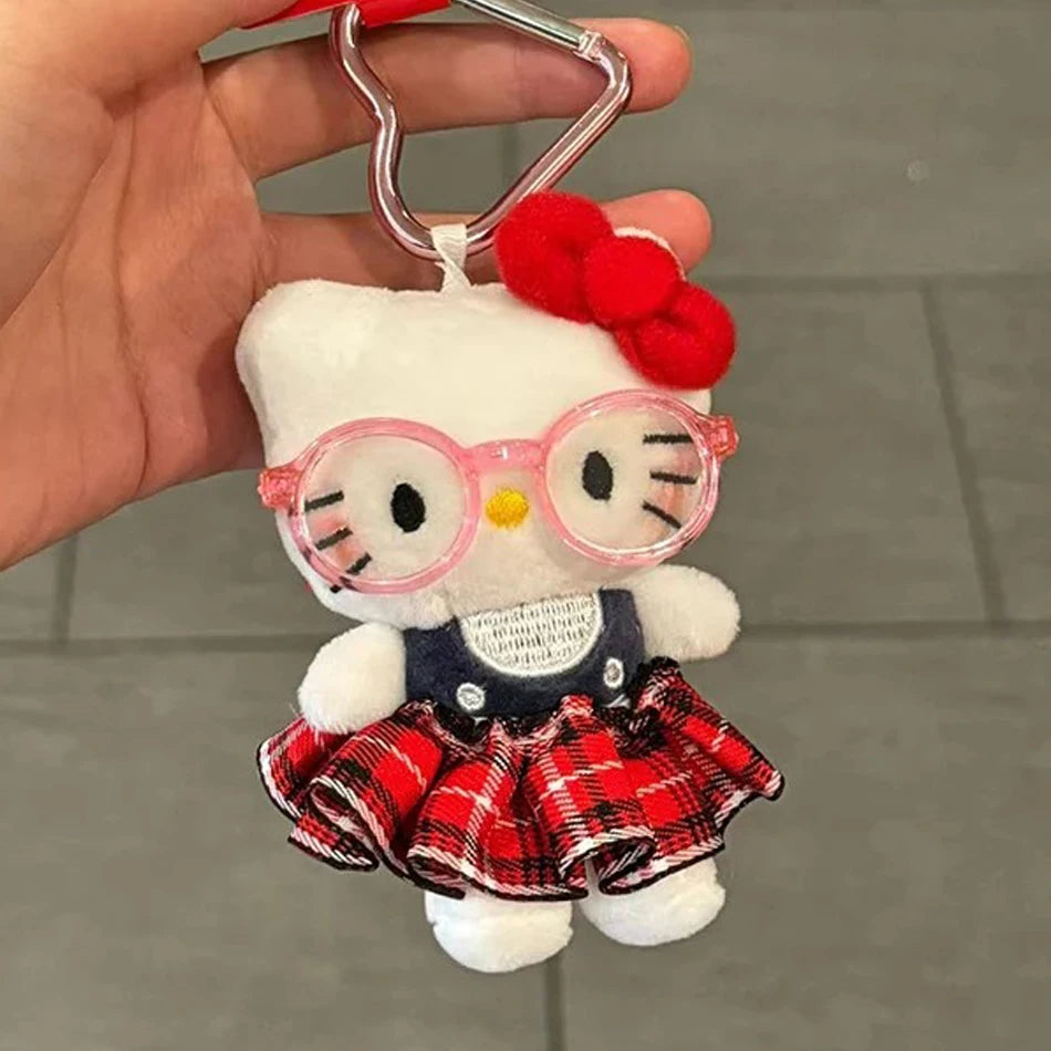 # Sanrio Hello Kitty Peripheral Doll Keychain Cute Fashion Sunglasses Kt Cat Keyring Backpack Plush Toy key chain Birthday Gifts