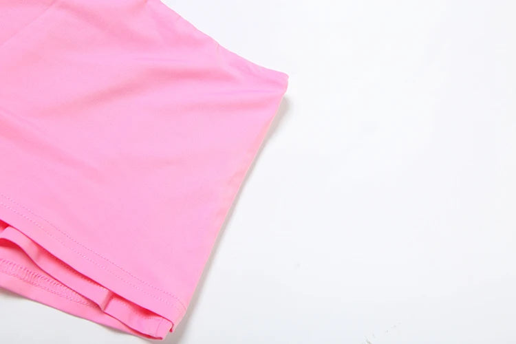 Weird Puss Casual Sporty 2 Piece Set Women Tracksuit Letter Print Short Sleeve Crop Tops+Ruched Shorts Daily Fashion Streetwear