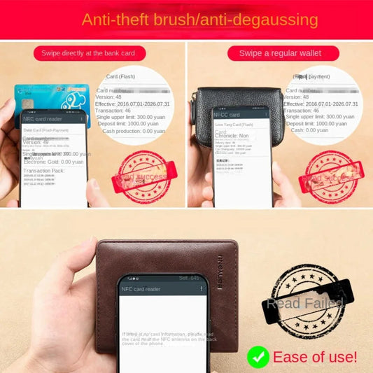 Vintage Leather Mini Wallets for Men RFID Card Holder Money Clip Slim Male Purse Men's Wallet Bag