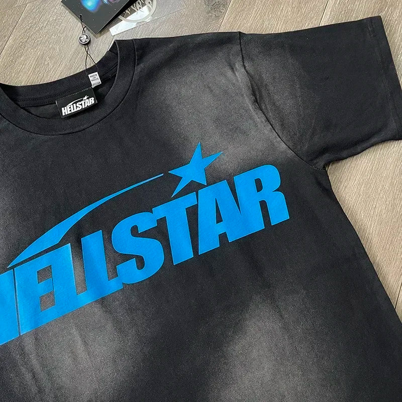 HS Gel Sport Logo Cotton wash short sleeve T-shirt European and American fashion