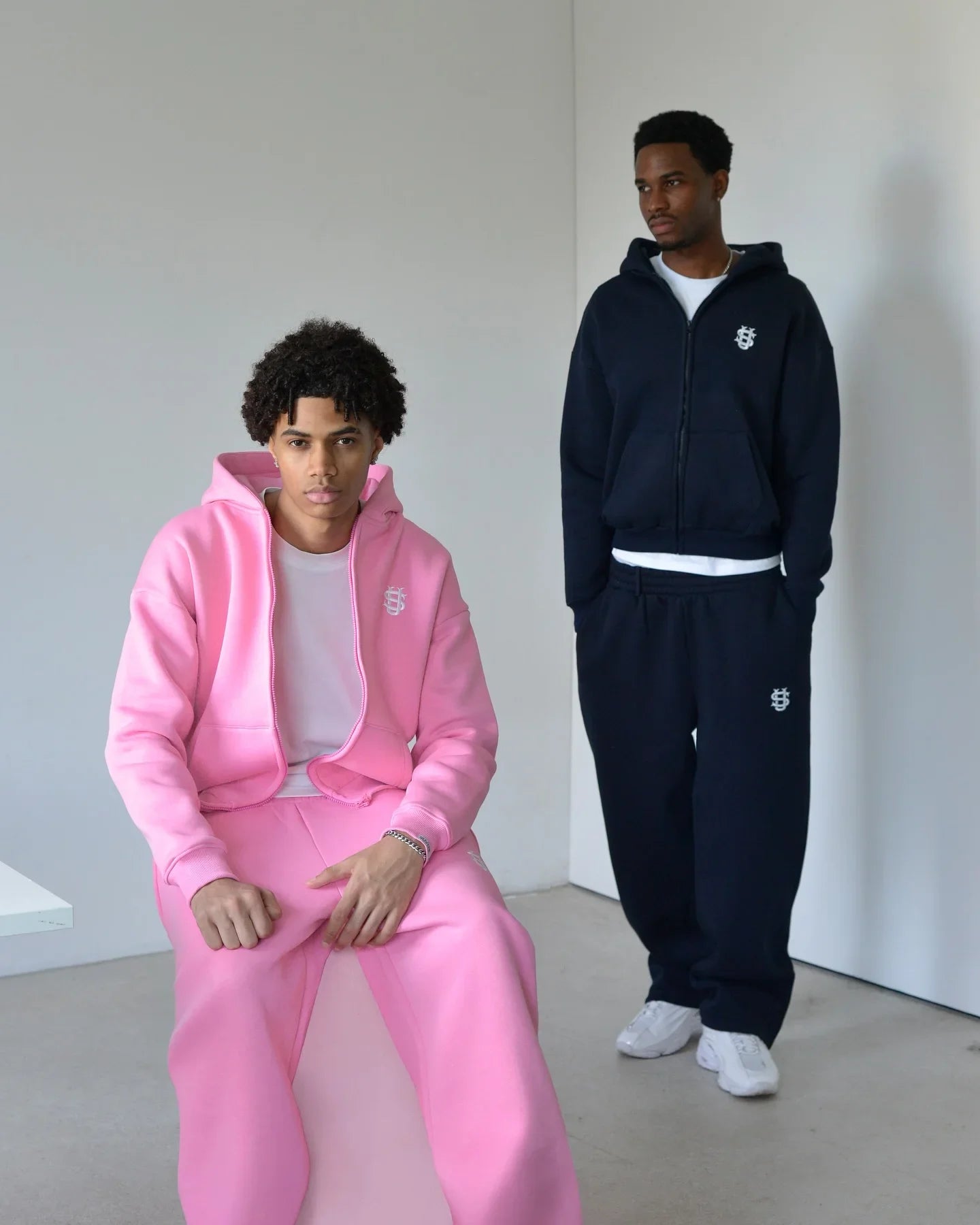 Embroidered sweatpants two-piece set Y2K clothing men's hip-hop oversized sweatpants casual zipper hoodie