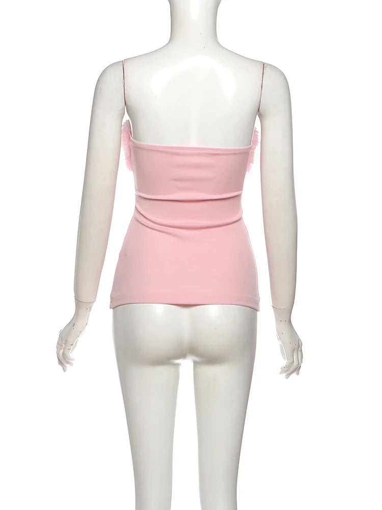 Weird Puss Christmas Furry Strapless Tops Women Patchwork Sexy Long Gloves Matching Birthday Luxury Classic Midnight Clubwear