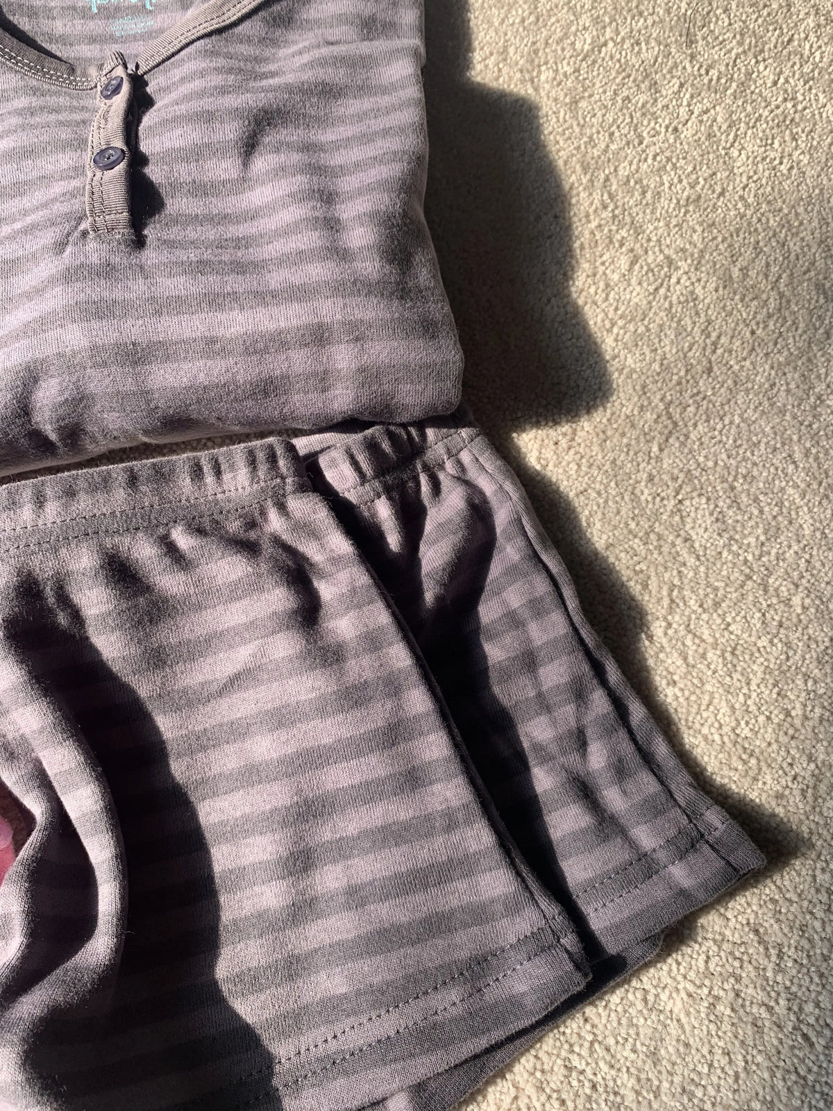 Pink Striped Long Sleeve T-shirt Shorts Set Woman Buttons Slim Tees+Elastic Straight Short Pant Cotton Home Pajama 2 Piece Sets