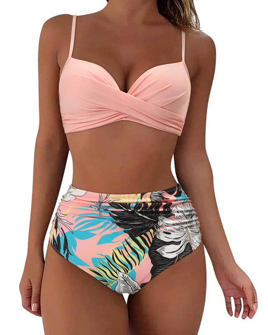 Vintage High Waist Bikinis 2025  Push Up Swimwear Printed Swimsuit Beachwear Summer Bathers Bathing Suit Swimming