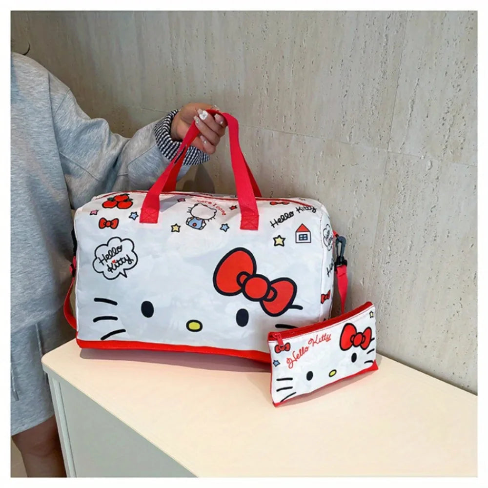 Hello Kitty Top-Handle Bag for Women Girls with A Small Handbag Large Capacity Durable Travel Bag Storage Short Distance Outdoor Make Up Bag Beat Gifts for Festival Party Wedding