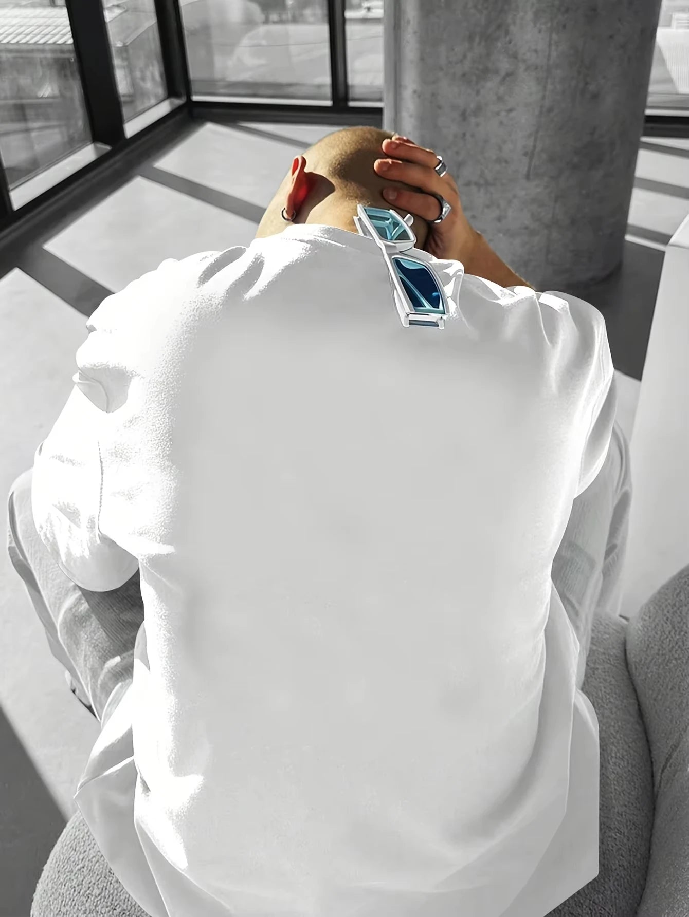 Summer Men's  Pure Cotton Casual Sports Loose and Fashionable Cartoon Bear Pattern Printed Round Neck Short Sleeved T-shirt