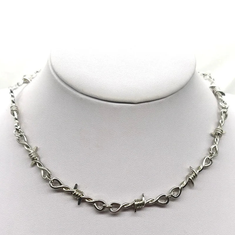 ZAKOL Fashion Iron Unisex Choker Necklace Women Hip-hop Gothic Punk Barbed Wire Little Thorns Chain Choker Jewelry Gifts