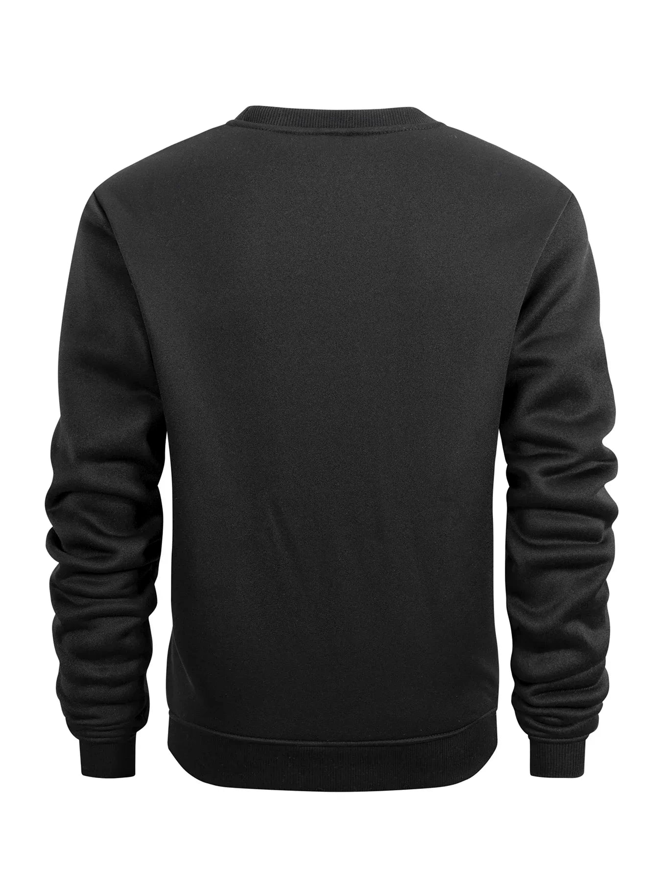 Men's Crew Neck Hoodies Autumn Winter Fleece Warm Casual Loose Pullover Solid Color Round Neck Sport Long Sleeved Sweatshirt