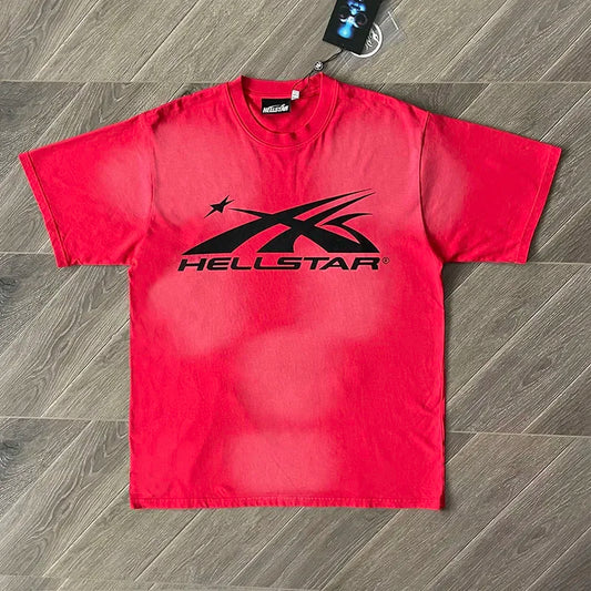 HS Gel Sport Logo Men's and women's pure cotton wash short sleeve T-shirt European and American fashion