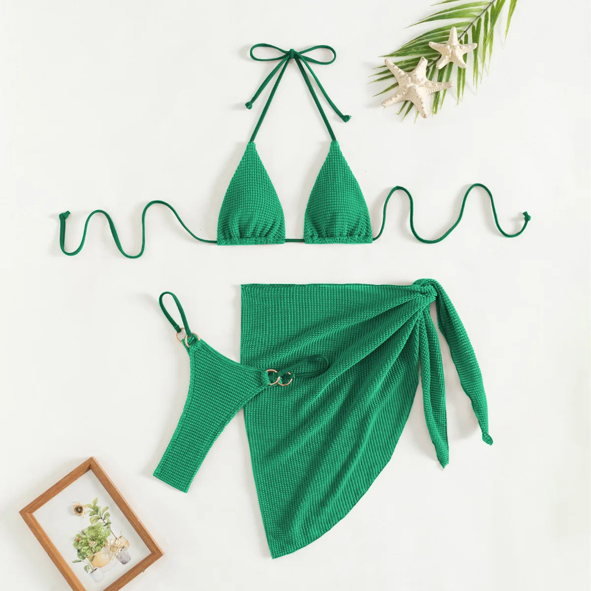 Sexy Brown Bikini Set 2024 Women Halter Push Up Bra Skirt 3 Piece Swimsuit Summer Bathing Suit Cover Up Thong Swimwear Biquini