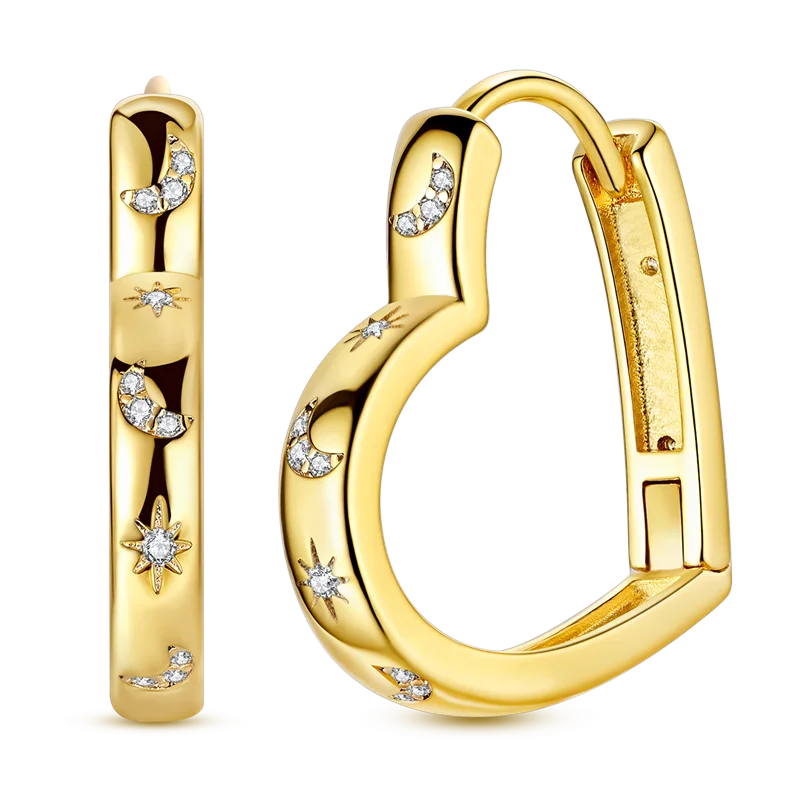 Fashion Gold ladies Hoop Earring 925 Sterling Silver Sparkling Zircon Round Ear Stud Earrings Fine Jewelry Lover Anniversary Gift