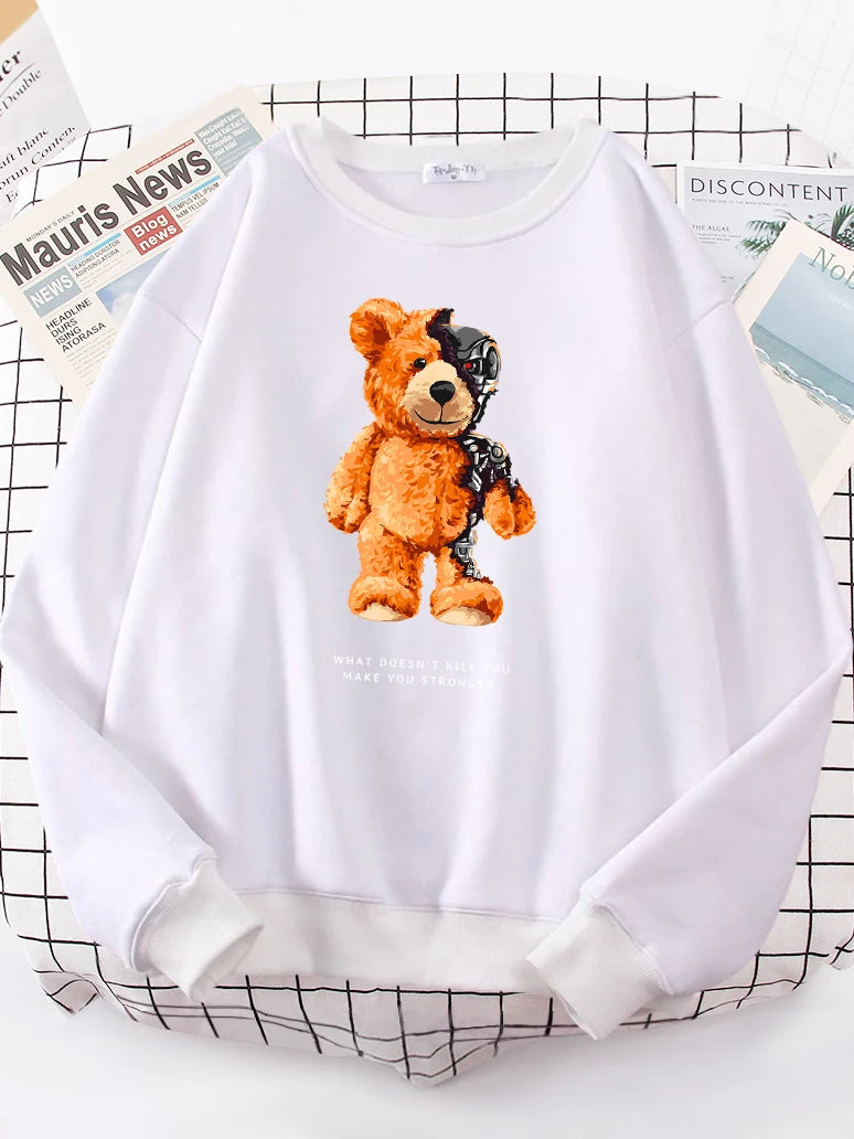 Teddy Bear Show You What I Am Really Look Like Hoodie Female Hipster Oversize Hoody Casual Sweatshirt Streetwear Soft Pullovers