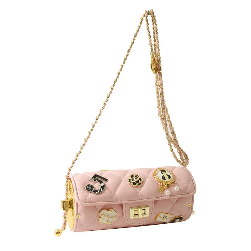 Fashion Shoulder Bag for Women Small Fragrant Style Diamond Grid Texture Crossbody PU Leather Square Bag