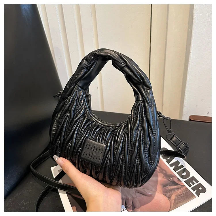 2025 New! Women's Niche Pleated Dumpling Bag – Mini Portable, Summer Trendy, Lightweight Fabric & Easy-Carry Messenger