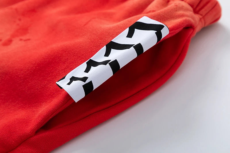 RRR123 2024 New Sports Shorts Heavyweight Washed Graffiti Print Vintage Drawstring Capris Casual High Street Loose Curled Y2K