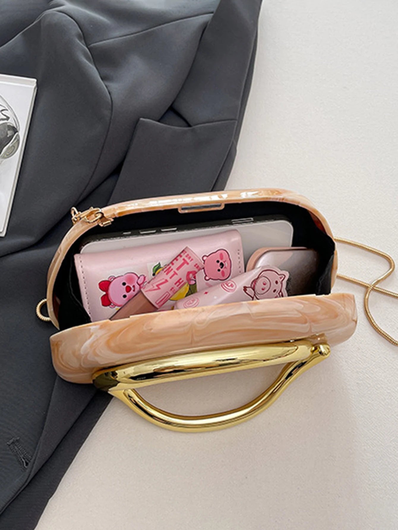 Women's Sealed Box Shaped Acrylic Clutch Fashion Dinner Wedding Party Handbag Elegant Luxury Designer Crossbody Shoulder Bag