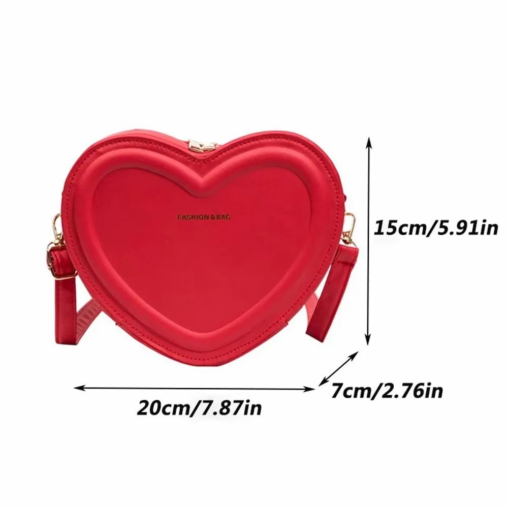 Hot Selling Heart Crossbody Bag Women's Solid Color PU Leather Versatile Sweet Shoulder Bag Fashion Handbag-tan