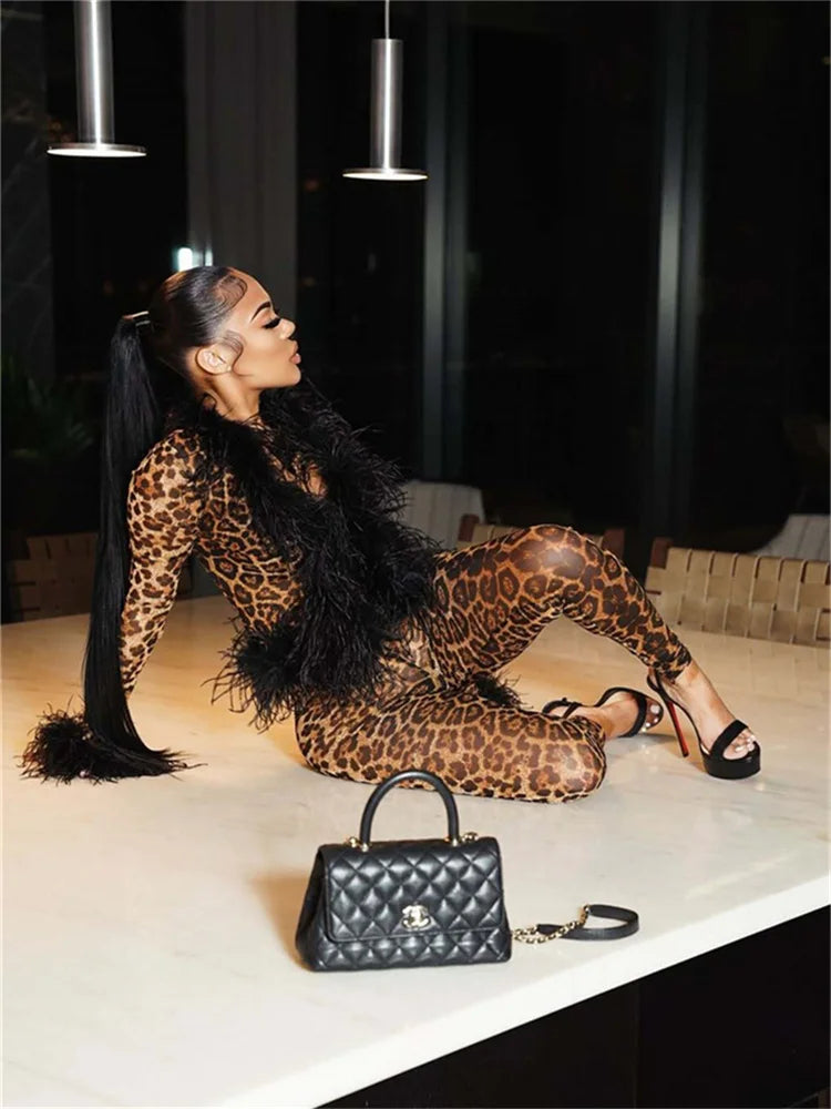 Weird Puss Sexy Fashion 2 Piece Set Women Fluff Patchwork Lace-Up Full Sleeve+Skinny Peach Hip Pants Club Coquett Trend Outfits