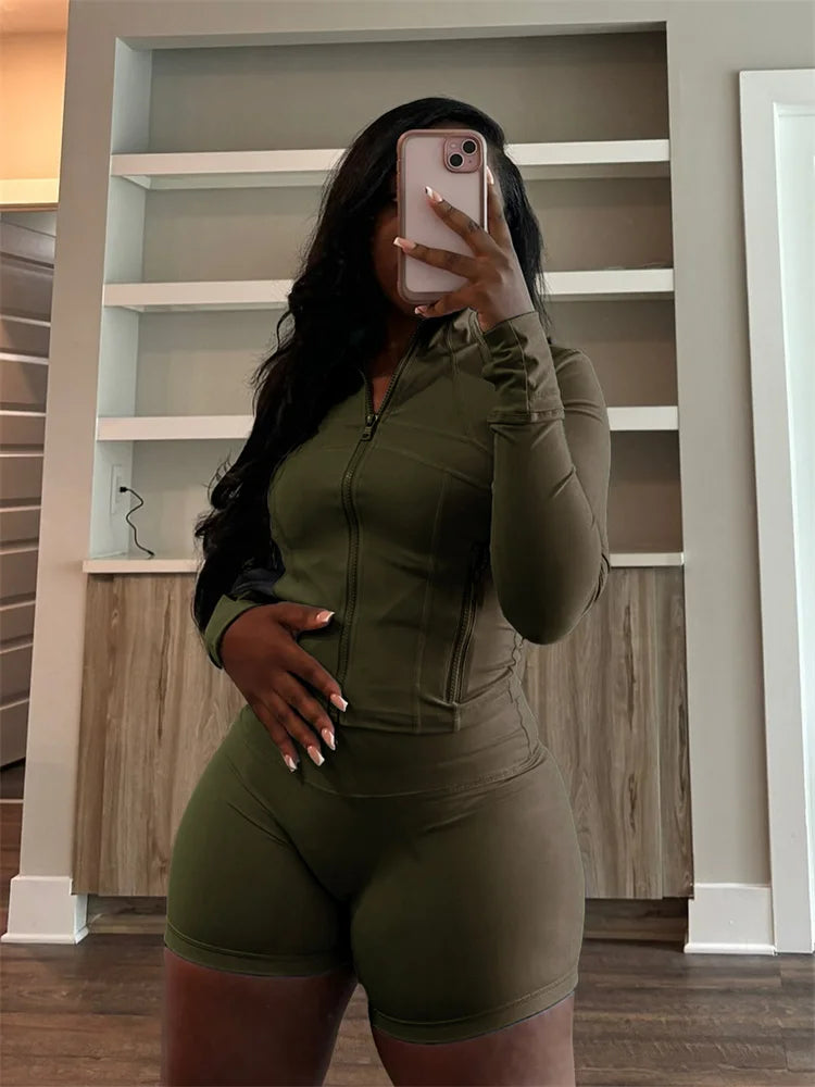 Women's Cropped Jacket and Shorts Tracksuit