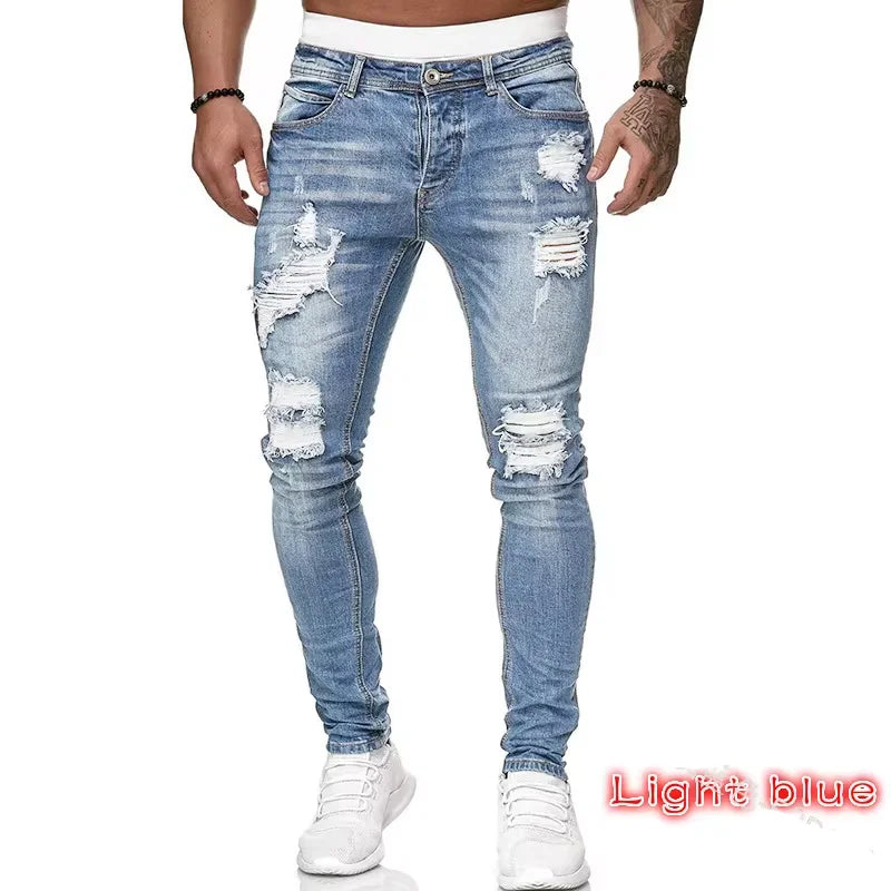 Denim Jeans Casual Skinny Pants Stretch Denim Trousers Male Slim Fit Straight Pants Fashion Jeans Soild Pencil Pants Man Clothing, men's jeans