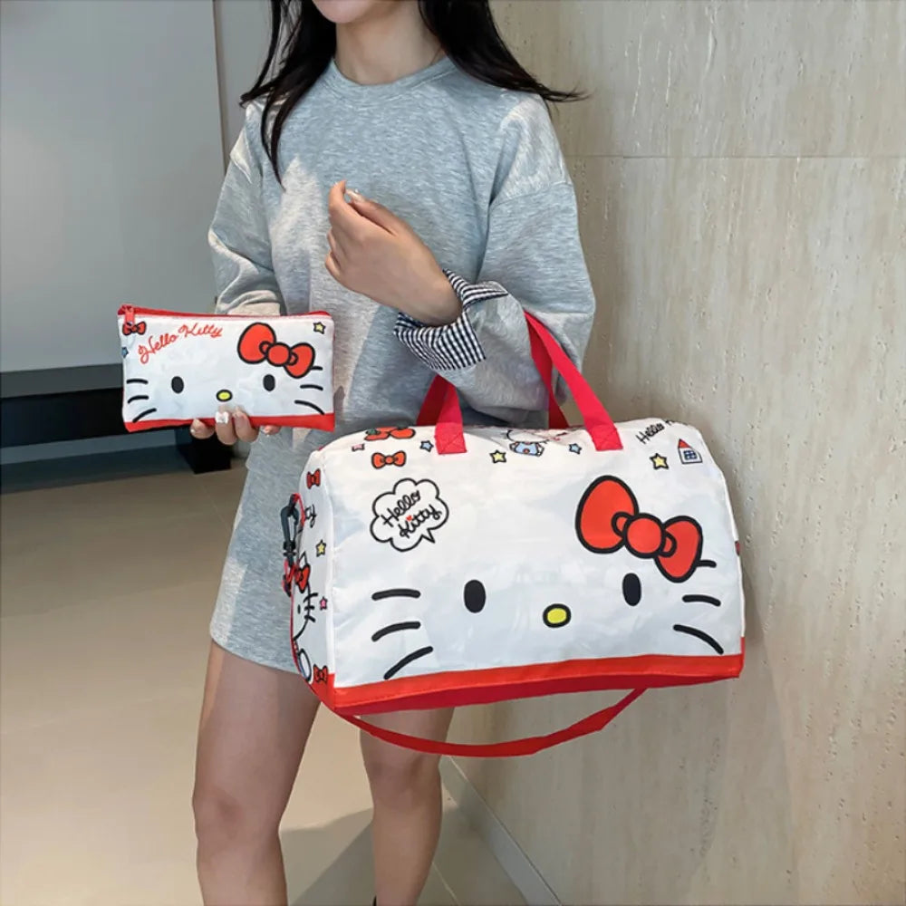 Hello Kitty Top-Handle Bag for Women Girls with A Small Handbag Large Capacity Durable Travel Bag Storage Short Distance Outdoor Make Up Bag Beat Gifts for Festival Party Wedding