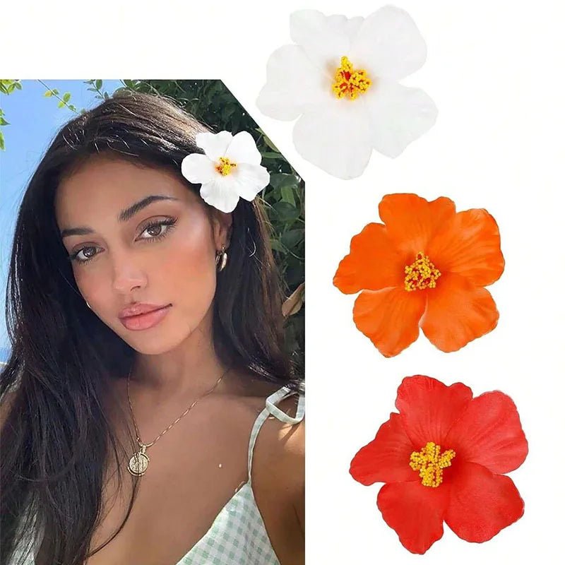 New 10cm Simulated Flower Hair Clip Headband Colorful Flower Swimsuit Tourist Beach Photography Hair Accessory for Beach Travel
