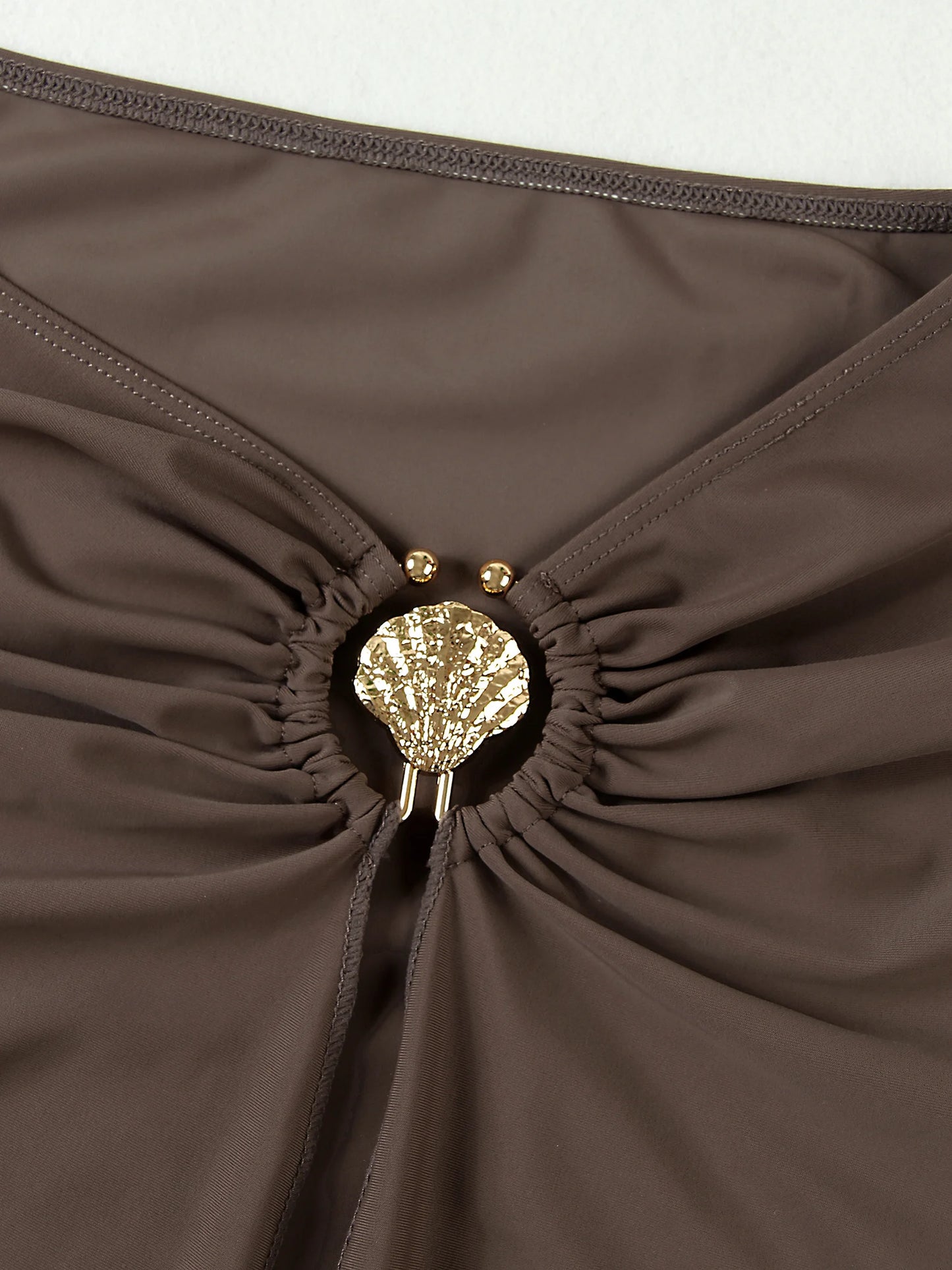 New Stylish Bikini 3 Piece Sexy Shell Swimsuit and O Ring Long Skirt Brazilian Biquini High Split Beachwear Vacation Outfit K131