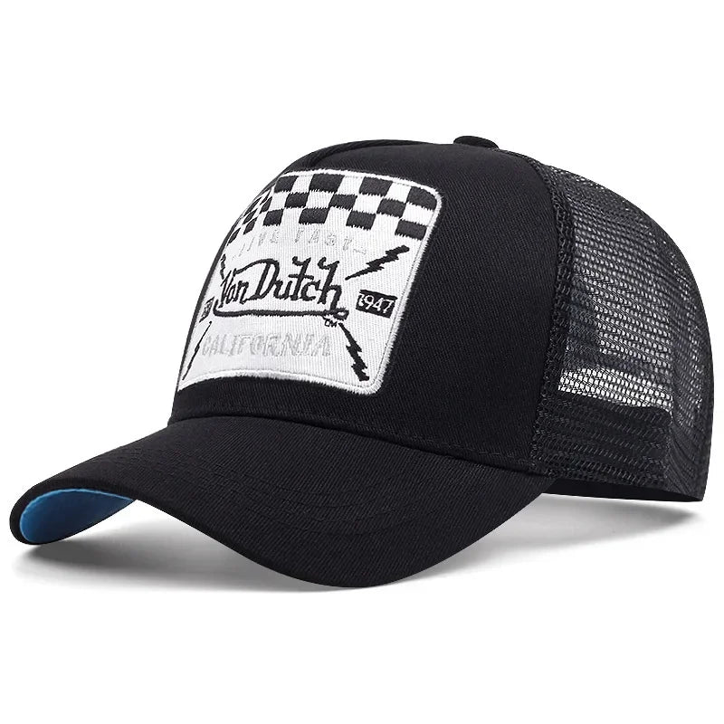2026 New Casual Fashion VON Baseball Cap Breathable Shade Alphabet Embroidery Sunblock Mesh Embroidered DUTCH Trucker Hat