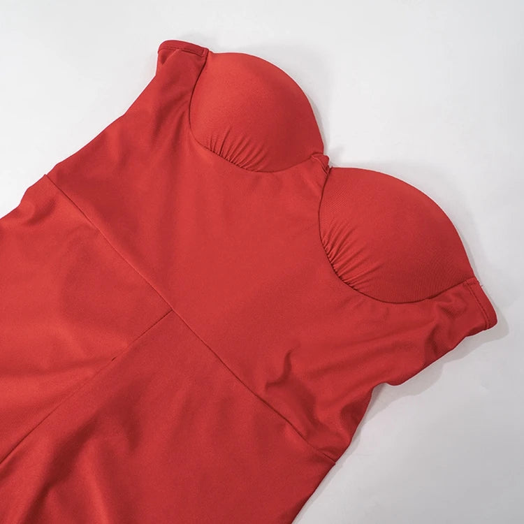 STYLISH LADY Strapless Backless Padded Jumpsuits 2025 Summer Solid Color Sexy Night Club Bodycon One Piece Overalls Streetwear