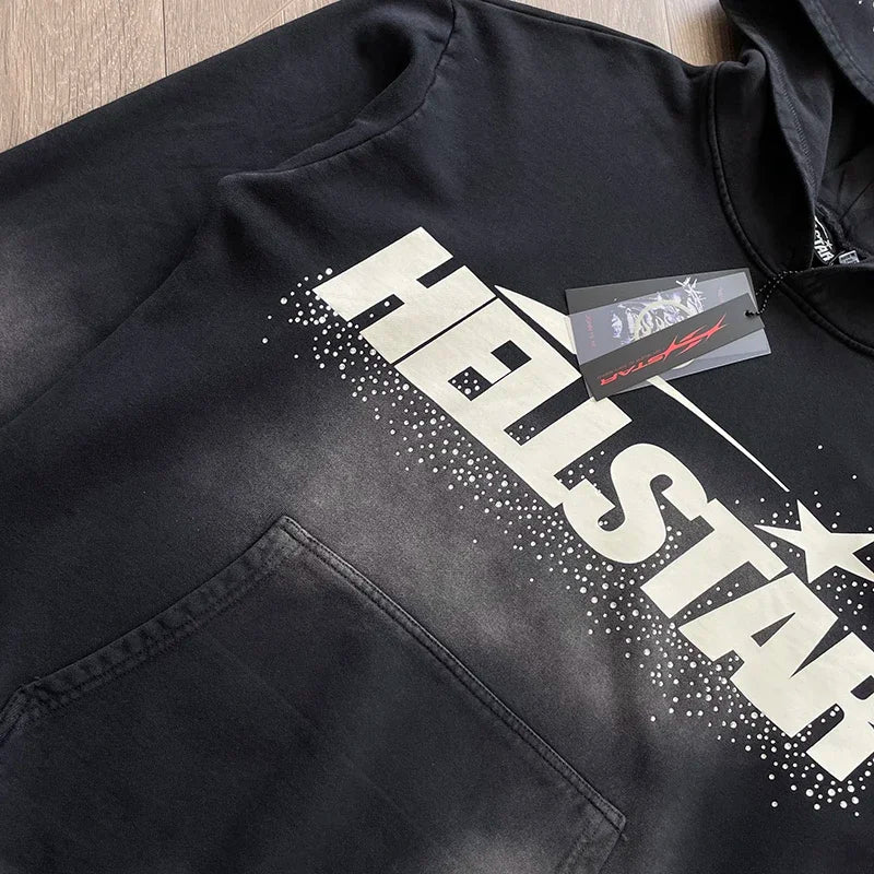 HS Wash water heavy diamond set casual hoodie