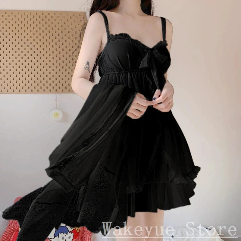 Summer Sexy Pajamas with Breast Pads Female Lace Pajamas Robe Gown Set Sexy Sleepwear White Lace Night Gown  Lingerie for Women
