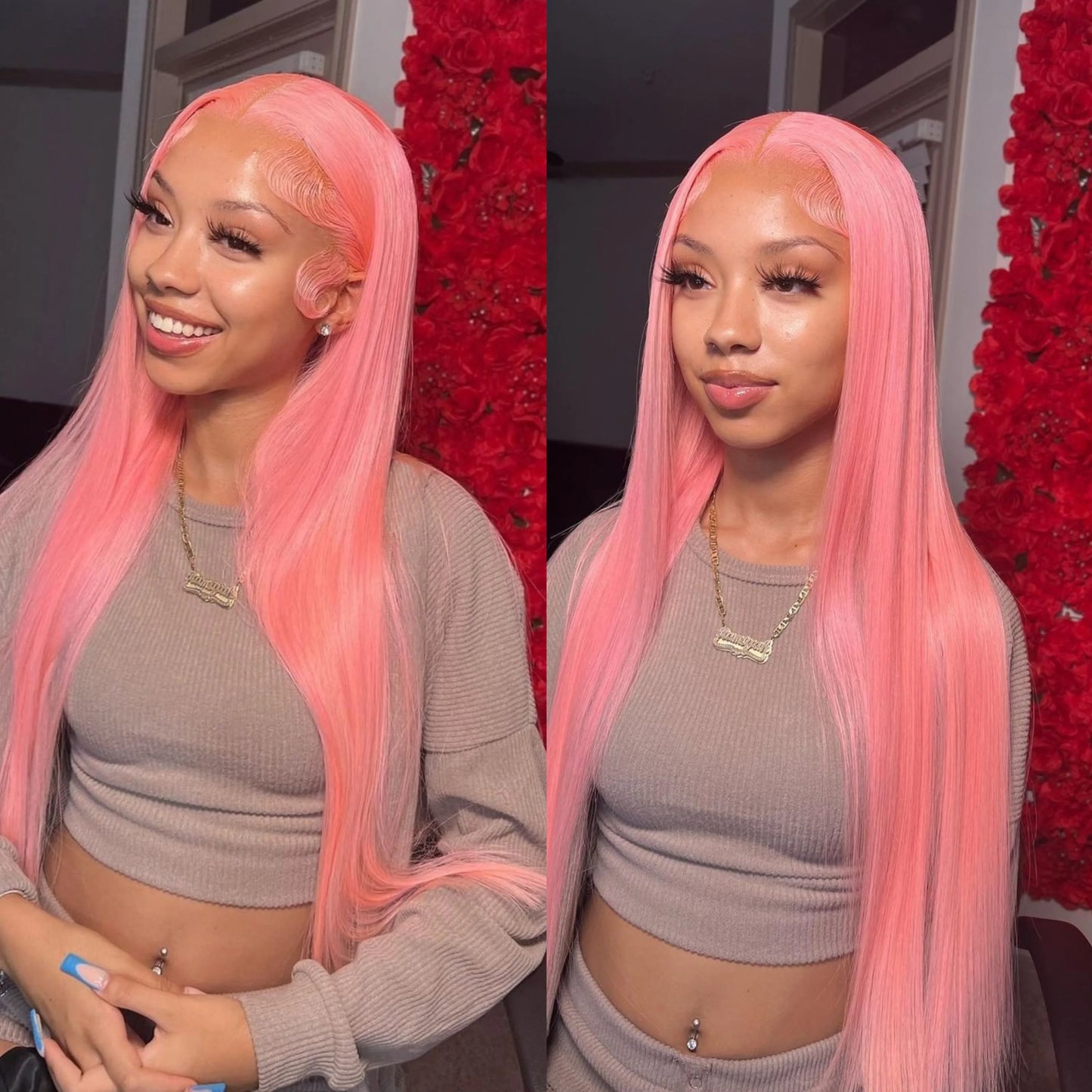 Light Pink 13x4 HD Lace Front Human Hair Wigs For Women Pre Plucked Brazilian Straight 13x6 HD Frontal Wigs 100% Human Hair Wig